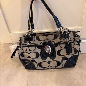 Coach Black and Silver Signature Shoulder Bag From The Y2K Era